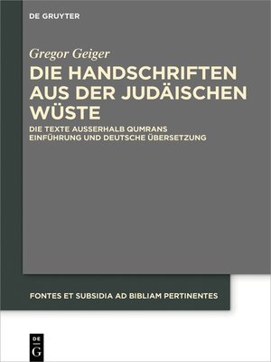 cover image of Die Handschriften aus der Judäischen Wüste